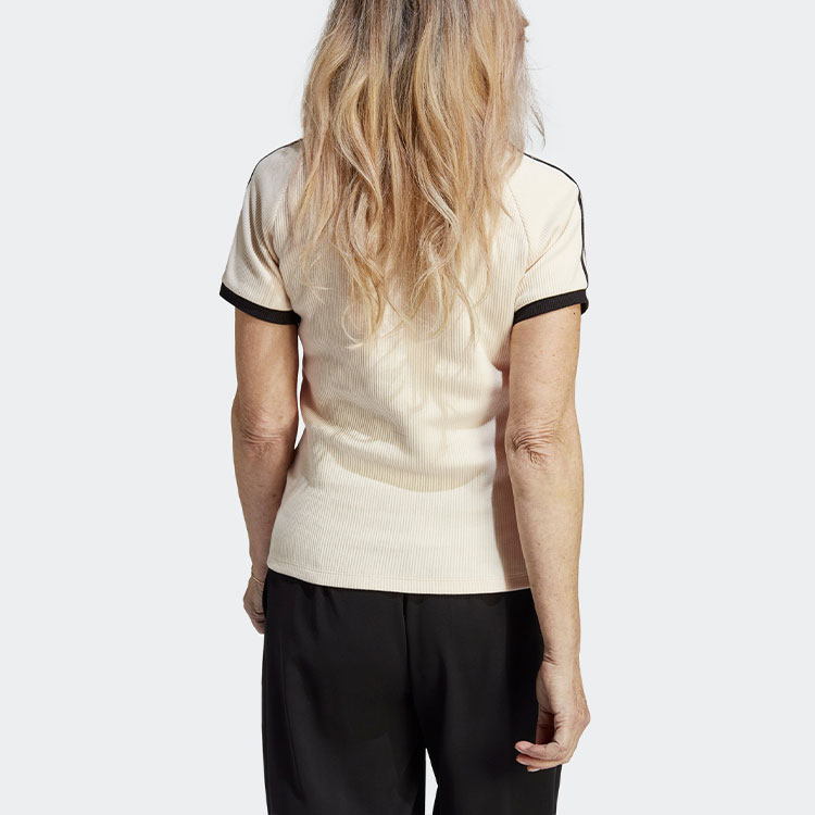 Shop (Women) adidas Originals 3-Stripes Slim T-Shirt  Retro Raglan Tee - Off White. IC5463