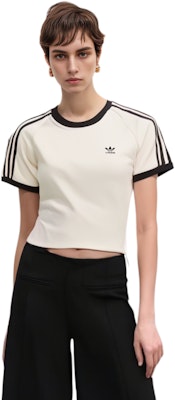 (Women) adidas Originals 3-Stripes Slim T-Shirt Retro Raglan Tee - Off White. IC5463 Details for (Women) adidas Originals 3-Stripes Slim T-Shirt Retro Raglan Tee - Off White. IC5463