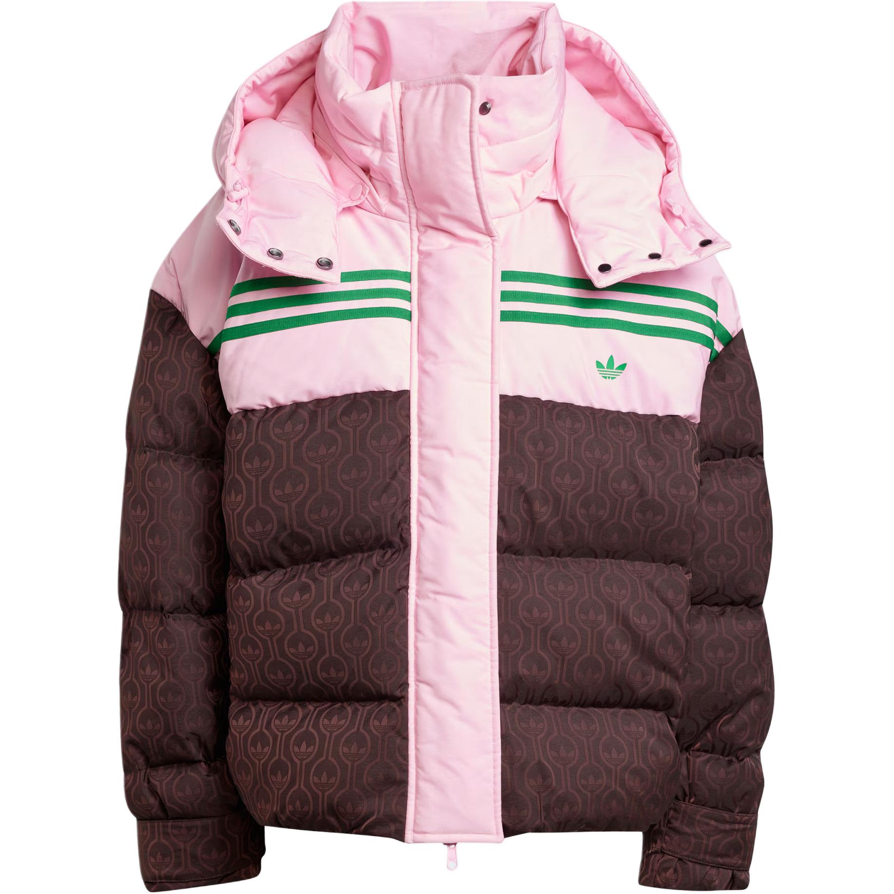 (Women) adidas Originals 70s FW24  Pink/Mystic Brown Striped Down Jacket. JN7653