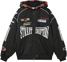 (Women) adidas Originals Black Letter Logo Hooded Jacket Cotton Coat. JW9747 (Women) adidas Originals Black Letter Logo Hooded Jacket Cotton Coat. JW9747