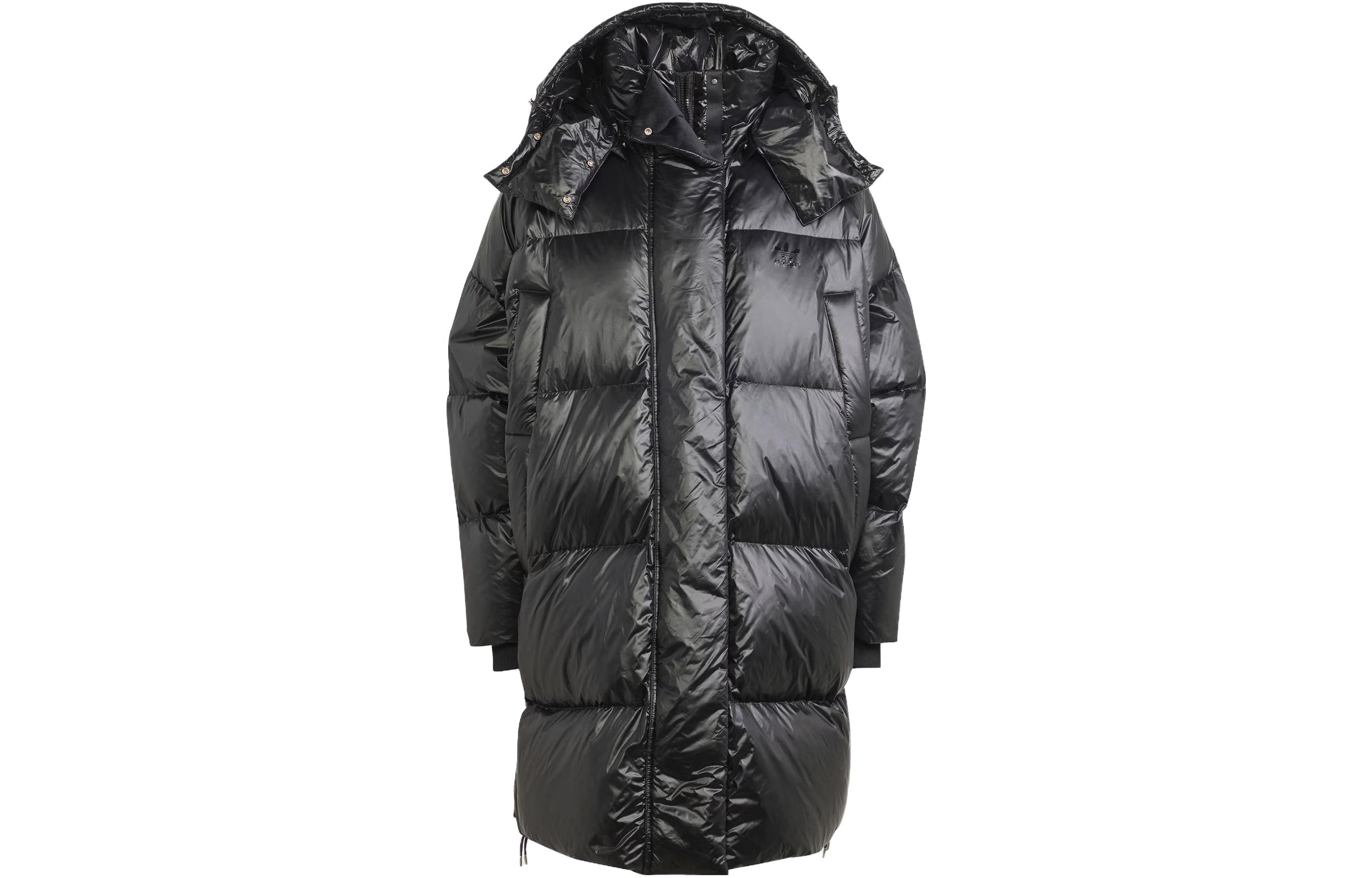 (Women) adidas Originals  Black Puffed Long Hooded Jacket Down Coat. IR7119