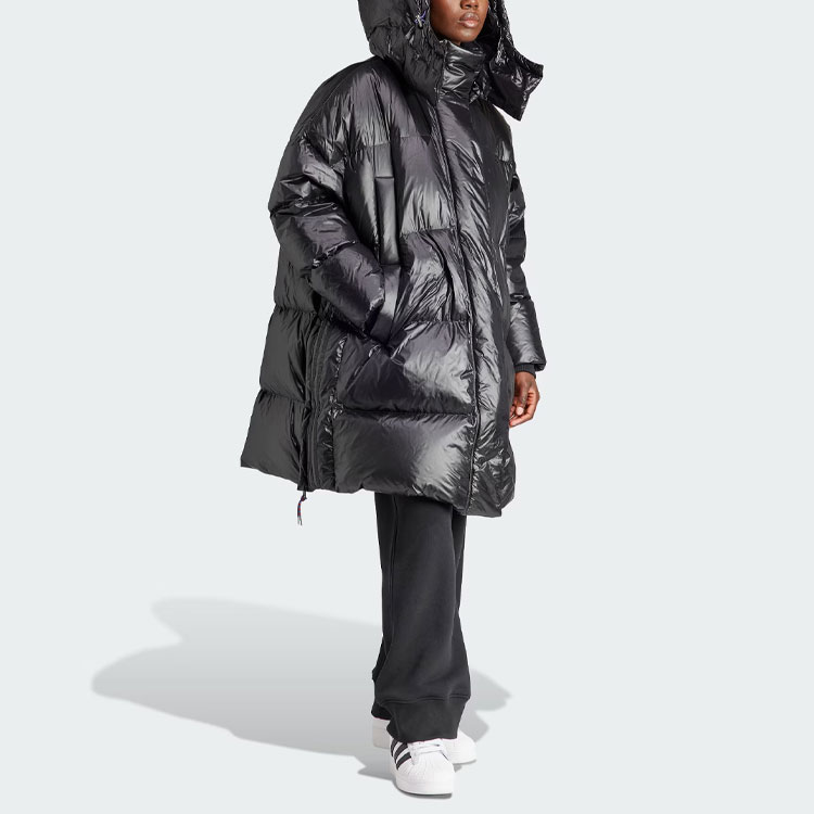 Purchase (W) adidas Originals 黑色長版羽絨連帽外套大衣. IR7119