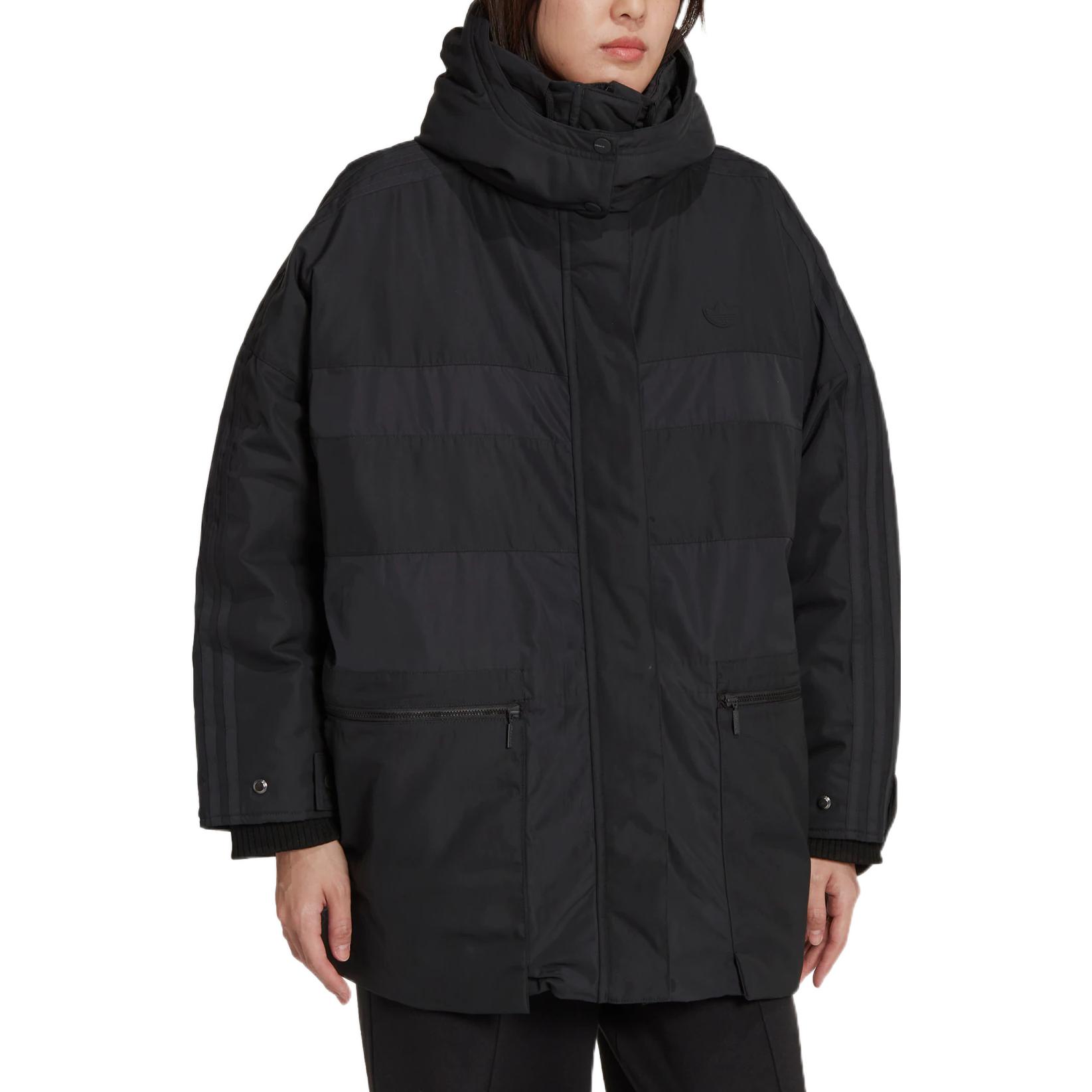 Lookbook (Women) adidas Originals  Black Solid Zip-Up Puffer Jacket Long Sleeve HM2615