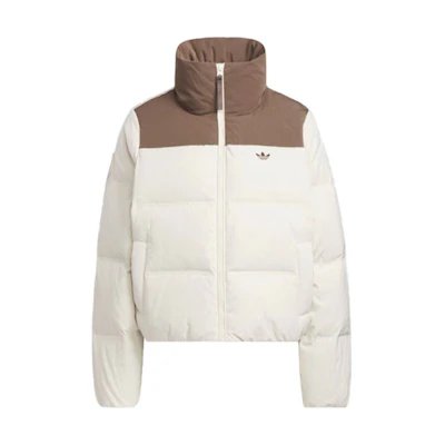 (Women) adidas Originals Colorblock 3-Stripes Short Puffer Jacket - Off White IU4813
