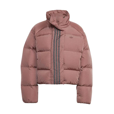 (Women) adidas Originals Colorblock Striped Short Puffer Jacket Light Brown Red HK5237
