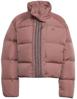 Order (Women) adidas Originals Colorblock Striped Short Puffer Jacket Light Brown Red HK5237