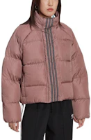 Lookbook (Women) adidas Originals Colorblock Striped Short Puffer Jacket Light Brown Red HK5237