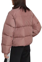Shop (Women) adidas Originals Colorblock Striped Short Puffer Jacket Light Brown Red HK5237
