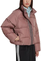 Purchase (Women) adidas Originals Colorblock Striped Short Puffer Jacket Light Brown Red HK5237