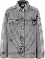 (Women) adidas Originals Embellished Denim Jacket Acid Green Gray with Sequin Stripes IS0382 (Women) adidas Originals Embellished Denim Jacket Acid Green Gray with Sequin Stripes IS0382