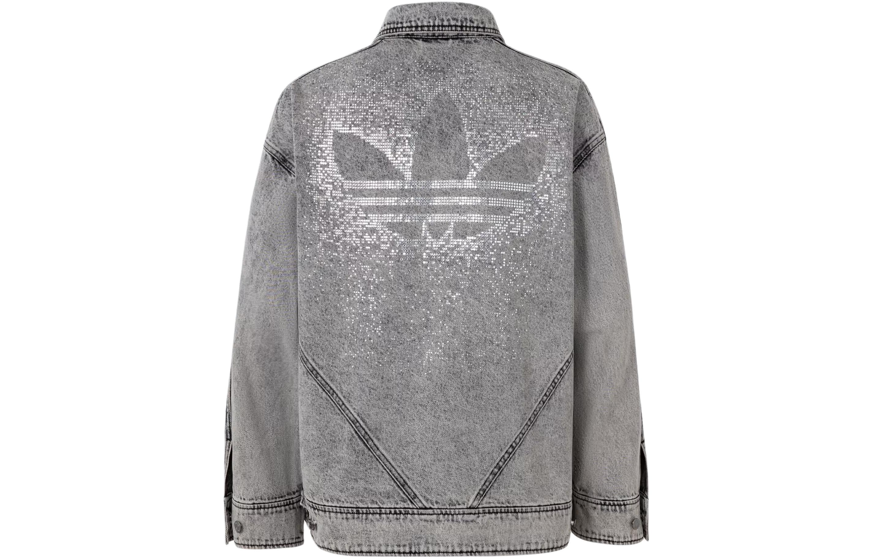 Lookbook (W) adidas Originals 刺繡牛仔外套 酸性綠灰色配亮片條紋 IS0382