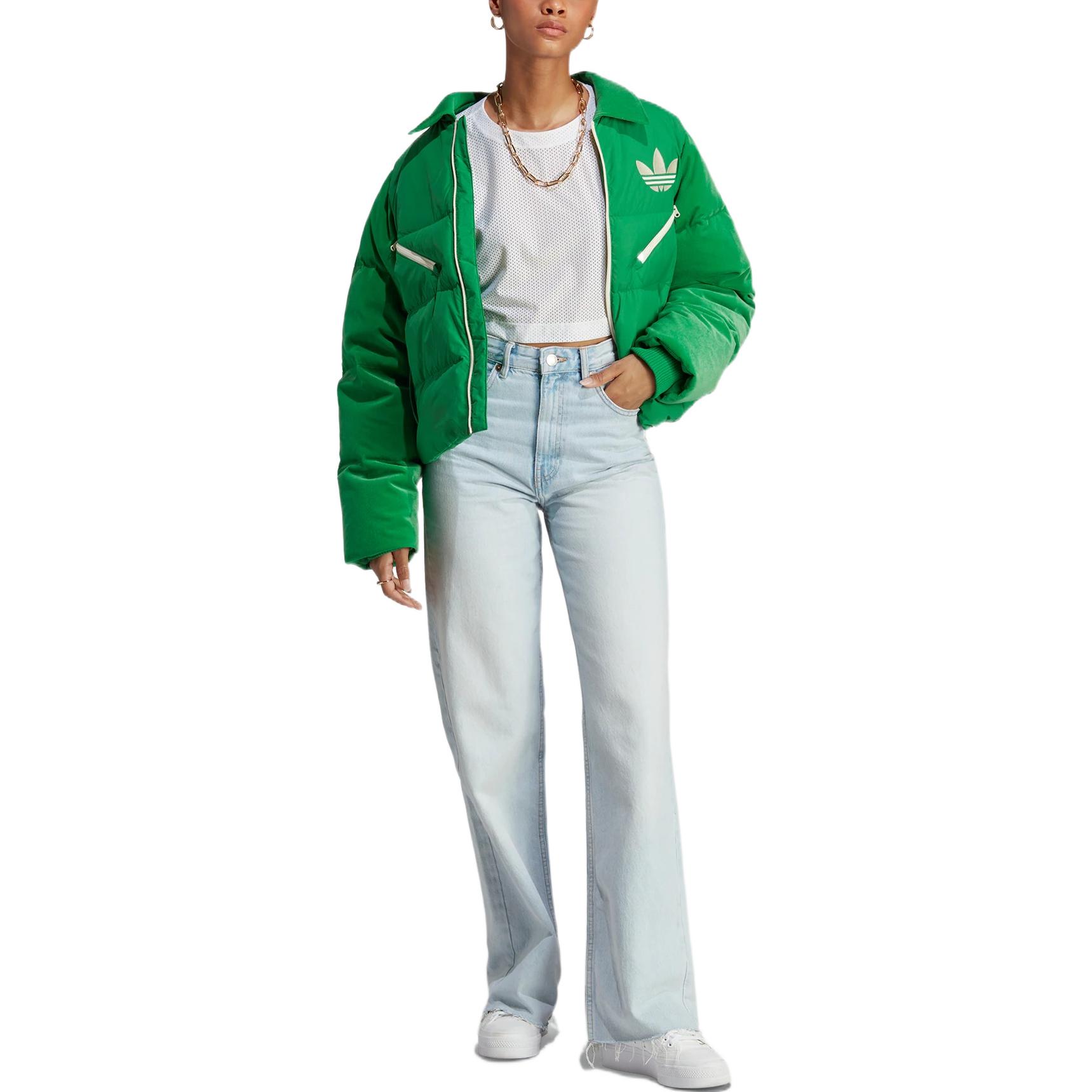 Lookbook (Women) adidas Originals  Green Logo Print Puffer Jacket Winter Collection IB2027