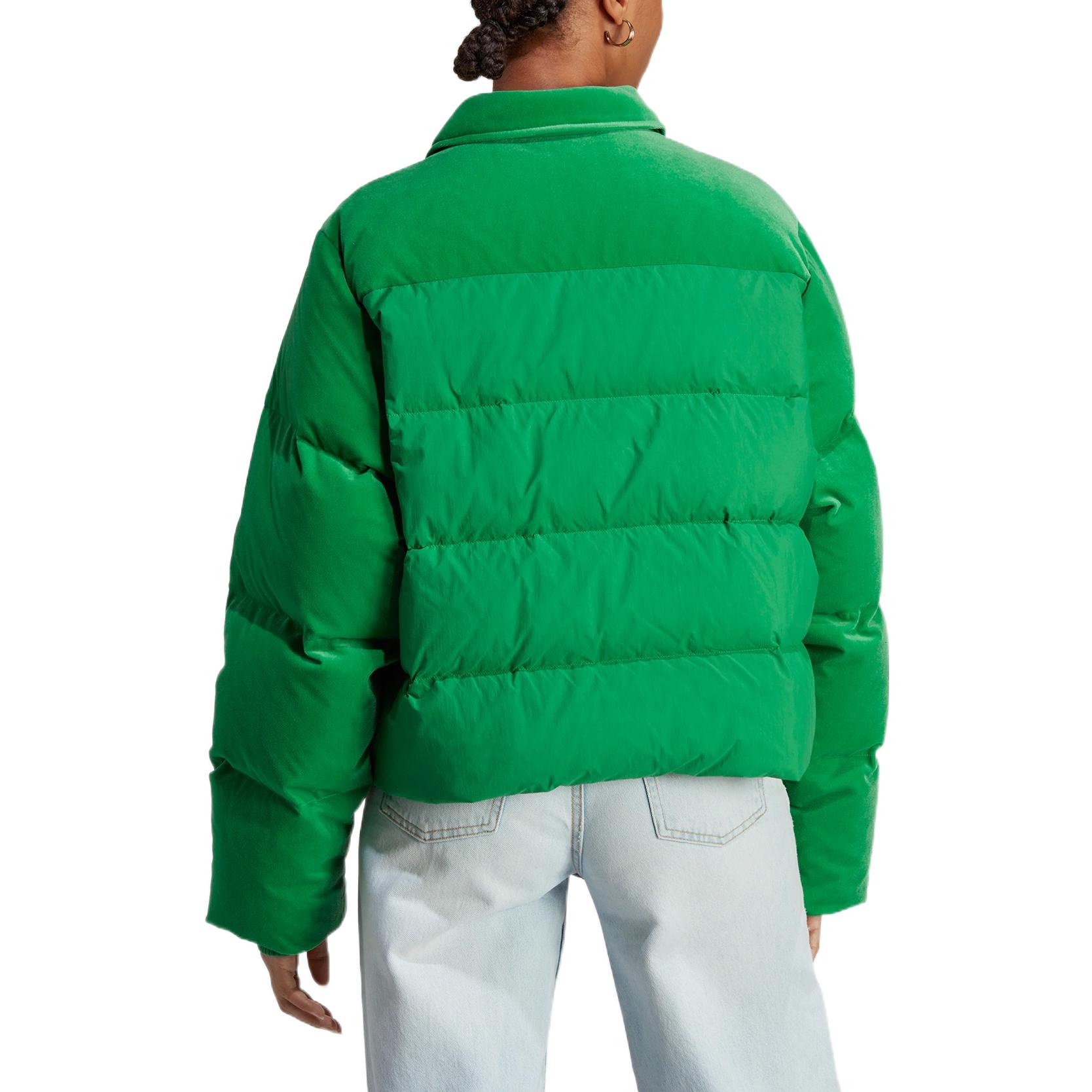 Shop (Women) adidas Originals  Green Logo Print Puffer Jacket Winter Collection IB2027