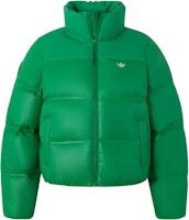 (Women) adidas Originals Green Short Down Puffer Jacket with 3-Stripes Logo. JE6042 (Women) adidas Originals Green Short Down Puffer Jacket with 3-Stripes Logo. JE6042
