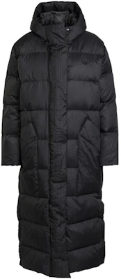 (W) アディダスオリジナルス ロングダウンジャケット フード付きブラックミドル丈コート HK5241 Order (W) アディダスオリジナルス ロングダウンジャケット フード付きブラックミドル丈コート HK5241