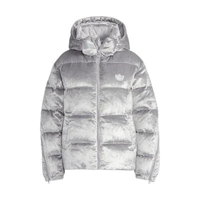 (Women) adidas Originals Metallic Silver Logo Embroidered Puffer Down Jacket. H37077