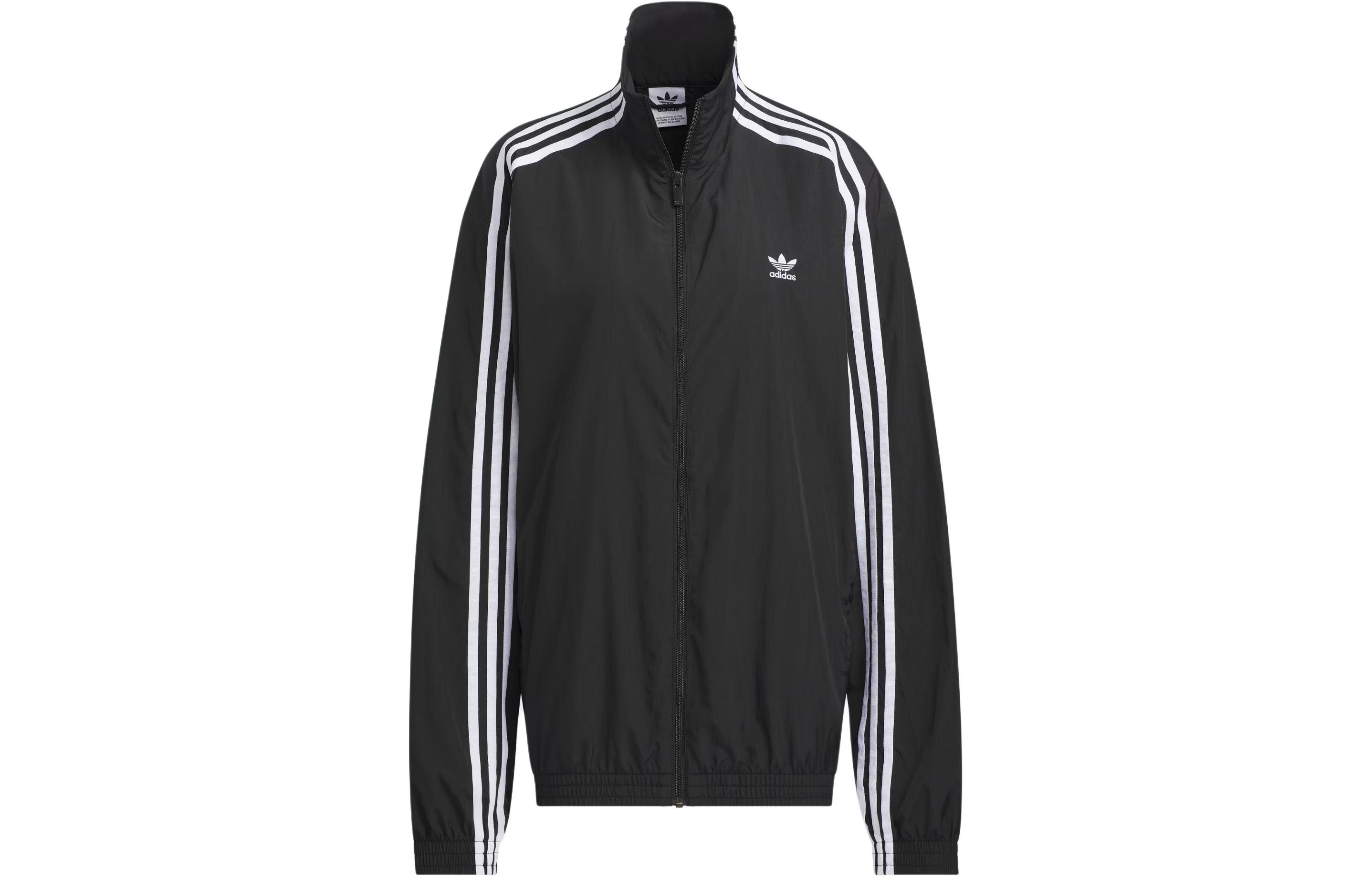 (Women) adidas Originals  Oversized Retro Track Jacket Black Trim Striped Design JJ3361