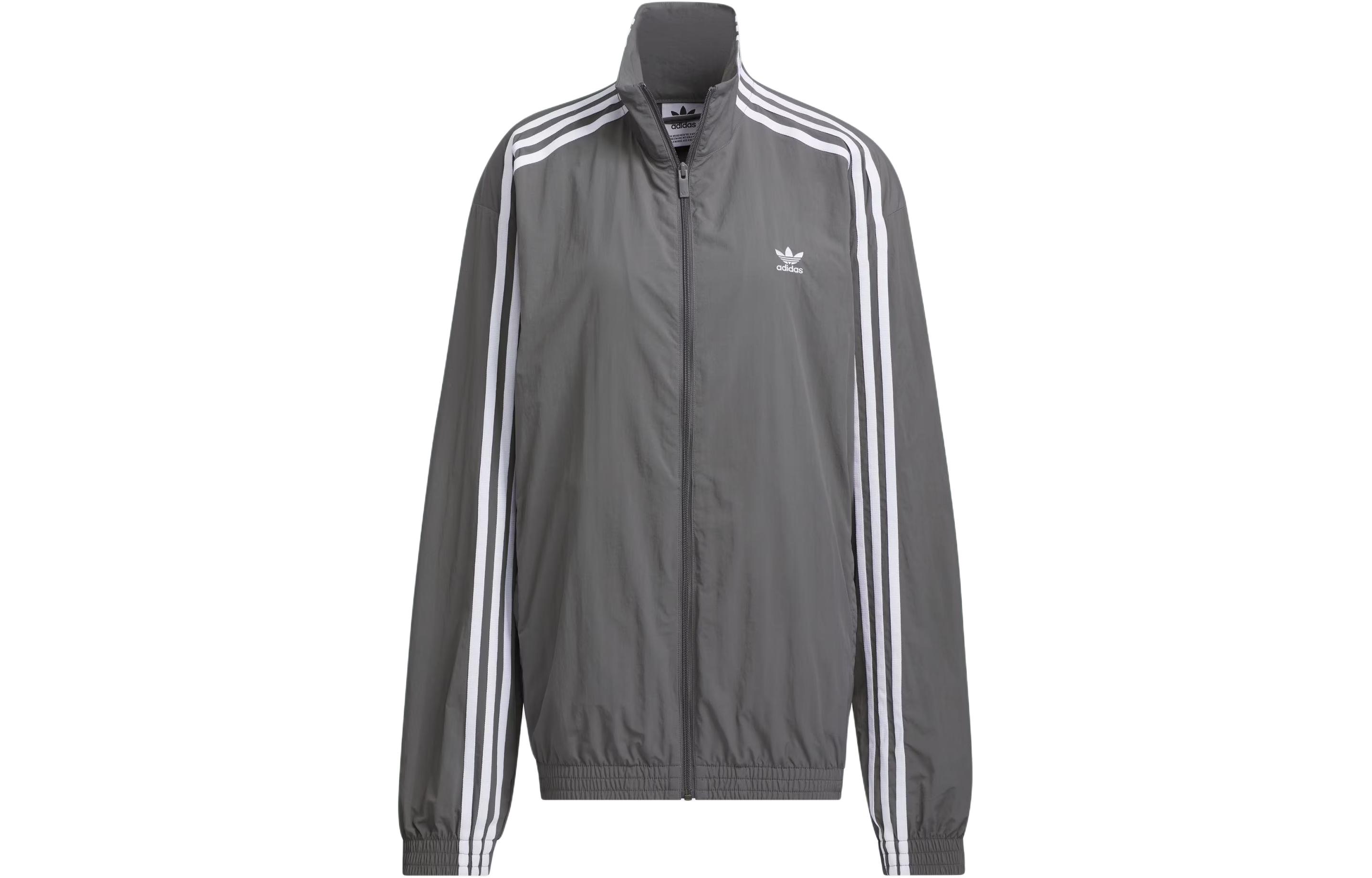 Order (W) Chaqueta adidas Originals Oversized Retro Gris con Tres Rayas. JJ3362