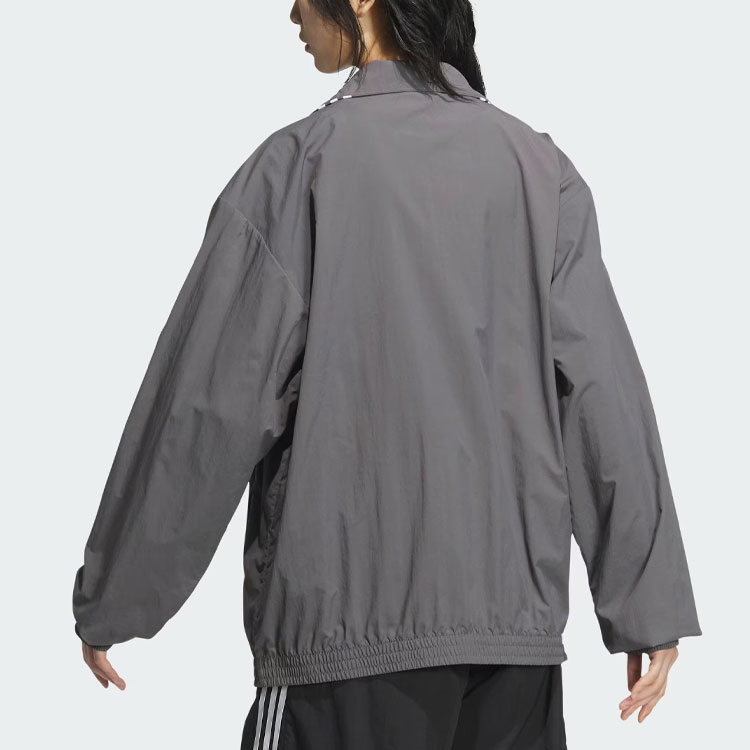 Shop (W) Chaqueta adidas Originals Oversized Retro Gris con Tres Rayas. JJ3362