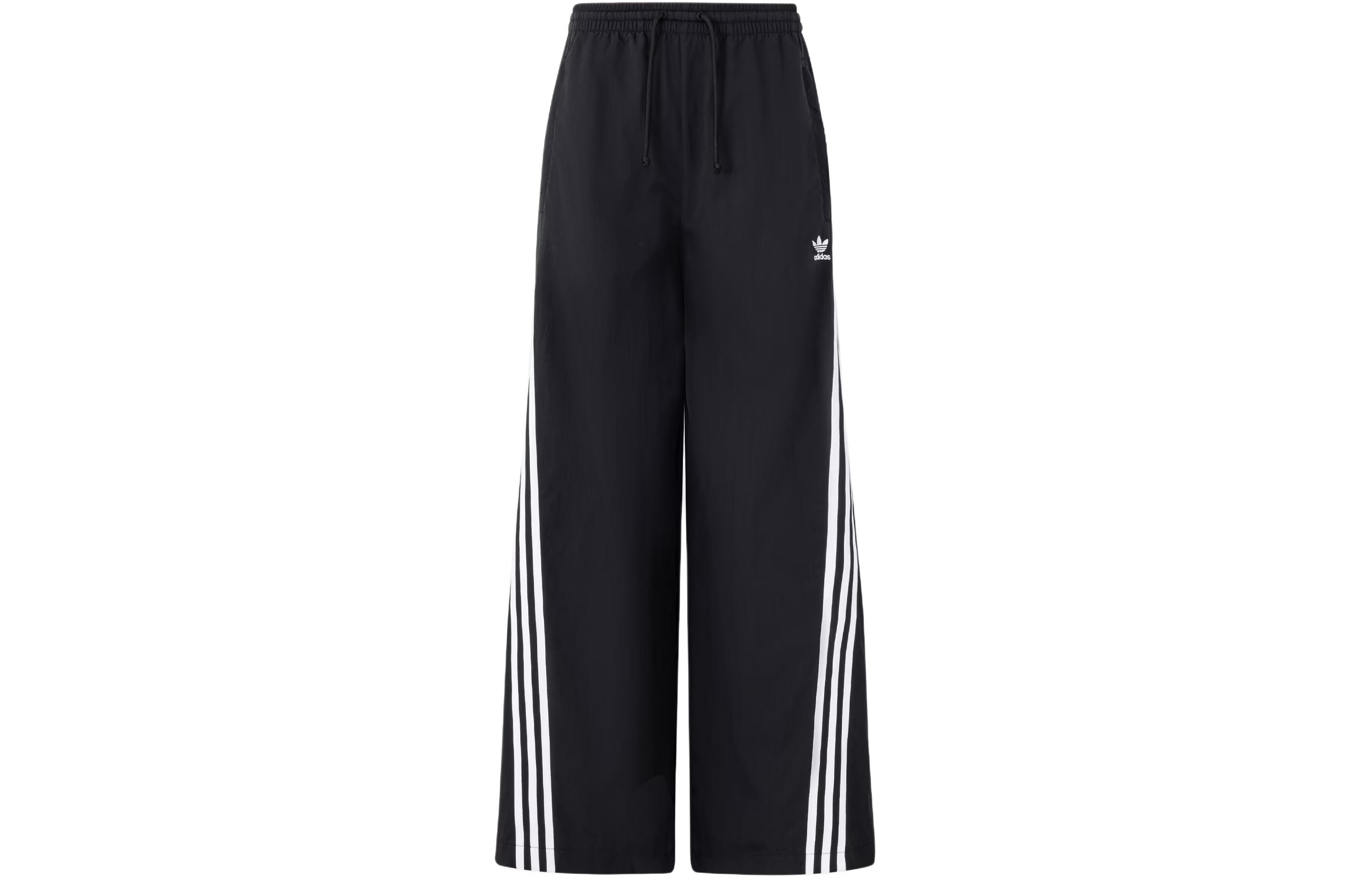 Order (W) adidas Originals Seluar Trek Oversized Hitam Retro Wide-Leg Knit Joggers. JJ3359