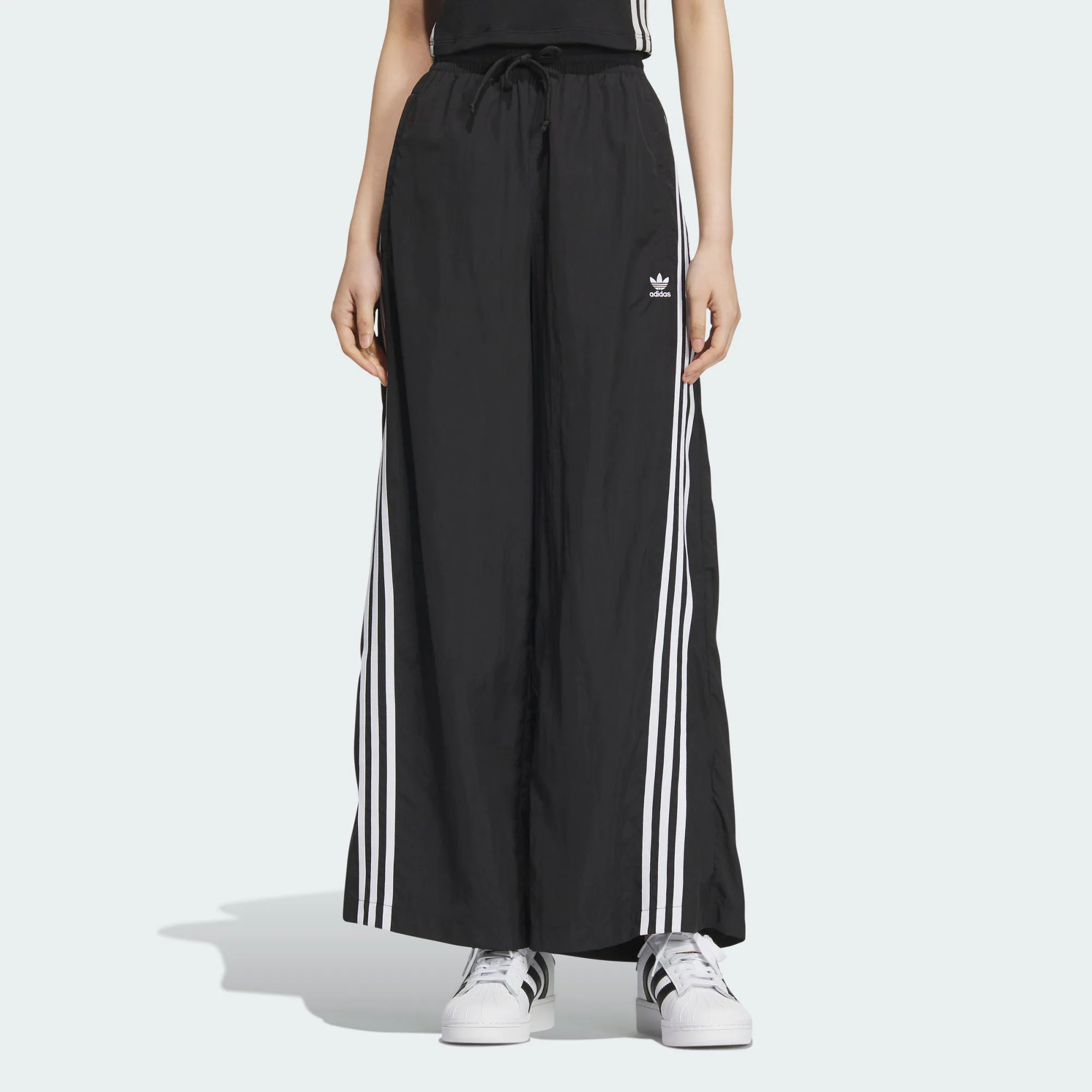 Details for (W) adidas Originals Seluar Trek Oversized Hitam Retro Wide-Leg Knit Joggers. JJ3359