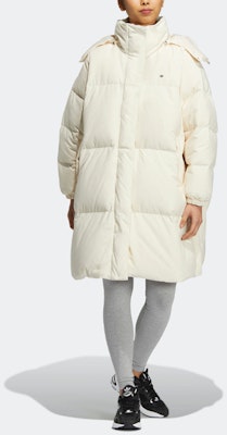 (Women) adidas Originals Premium Down Long Hooded Coat White. HS9529 Lookbook (Women) adidas Originals Premium Down Long Hooded Coat White. HS9529