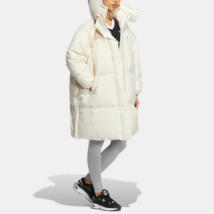 Purchase (Women) adidas Originals  Premium Down Long Hooded Coat White. HS9529