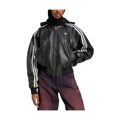 (Women) adidas Originals Relaxed Fit Logo Stripe Cotton Jacket Black. JX9225