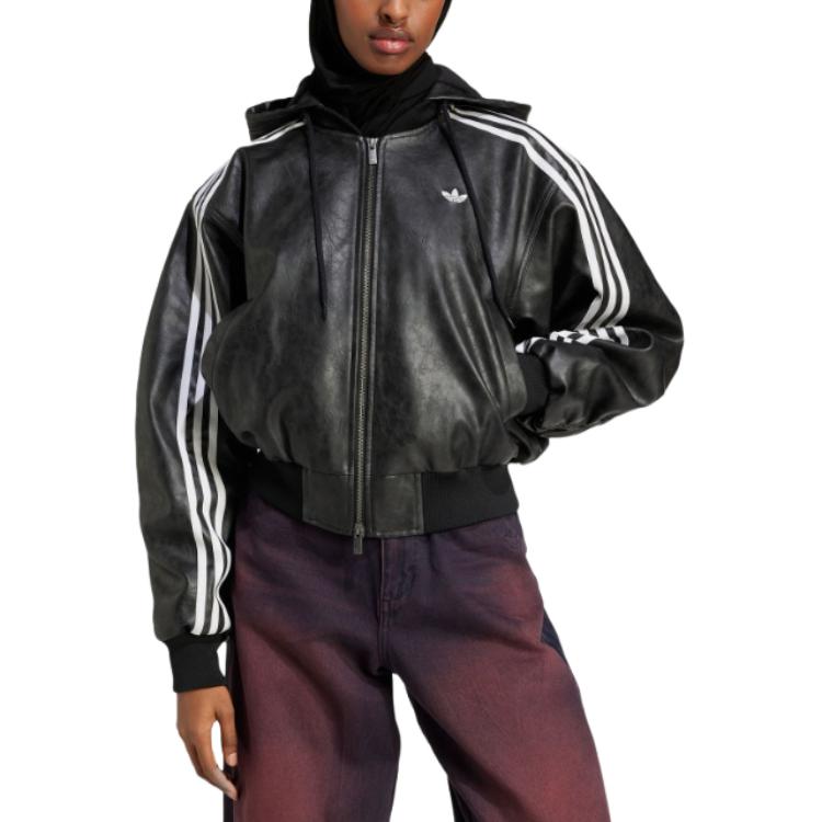 Order (W) adidas Originals Jaket Hitam Stripe Logo Fit Santai Katun. JX9225