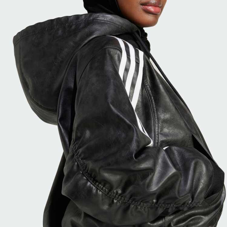 Details for (W) adidas Originals Jaket Hitam Stripe Logo Fit Santai Katun. JX9225