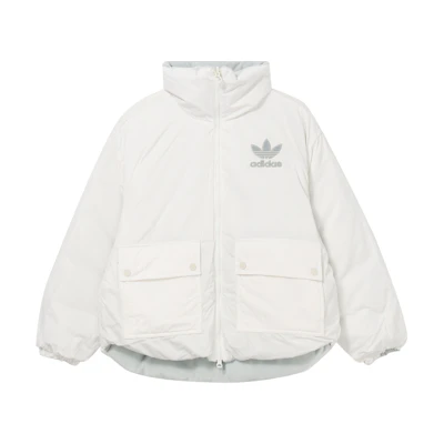 (Women) adidas Originals Reversible Logo Embroidered Puffer Jacket - Light Grey IU4835