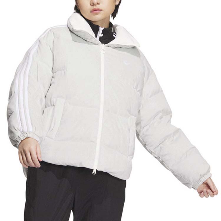 (Women) adidas Originals  Reversible Logo Embroidered Puffer Jacket - Light Grey IU4835 圖 4