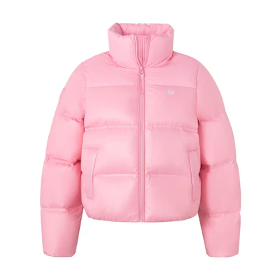 (Women) adidas Originals Short Down Puffer Jacket Light Pink Duck Down 600 Fill. JE6040