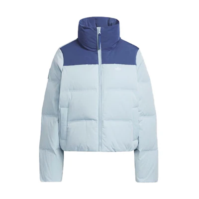 (Women) adidas Originals Short Puffer Jacket Light Blue 3-Stripes Design. IU4814