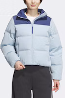 Lookbook (Women) adidas Originals Short Puffer Jacket Light Blue 3-Stripes Design. IU4814