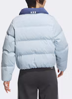 Shop (Women) adidas Originals Short Puffer Jacket Light Blue 3-Stripes Design. IU4814