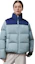 Sizing (W) 阿迪达斯三条纹设计浅蓝色短款羽绒夹克。 IU4814