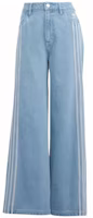 (Women) adidas Originals Spliced Wide-Leg Denim Pants Triple Stripe Light Blue IS5249 (Women) adidas Originals Spliced Wide-Leg Denim Pants Triple Stripe Light Blue IS5249