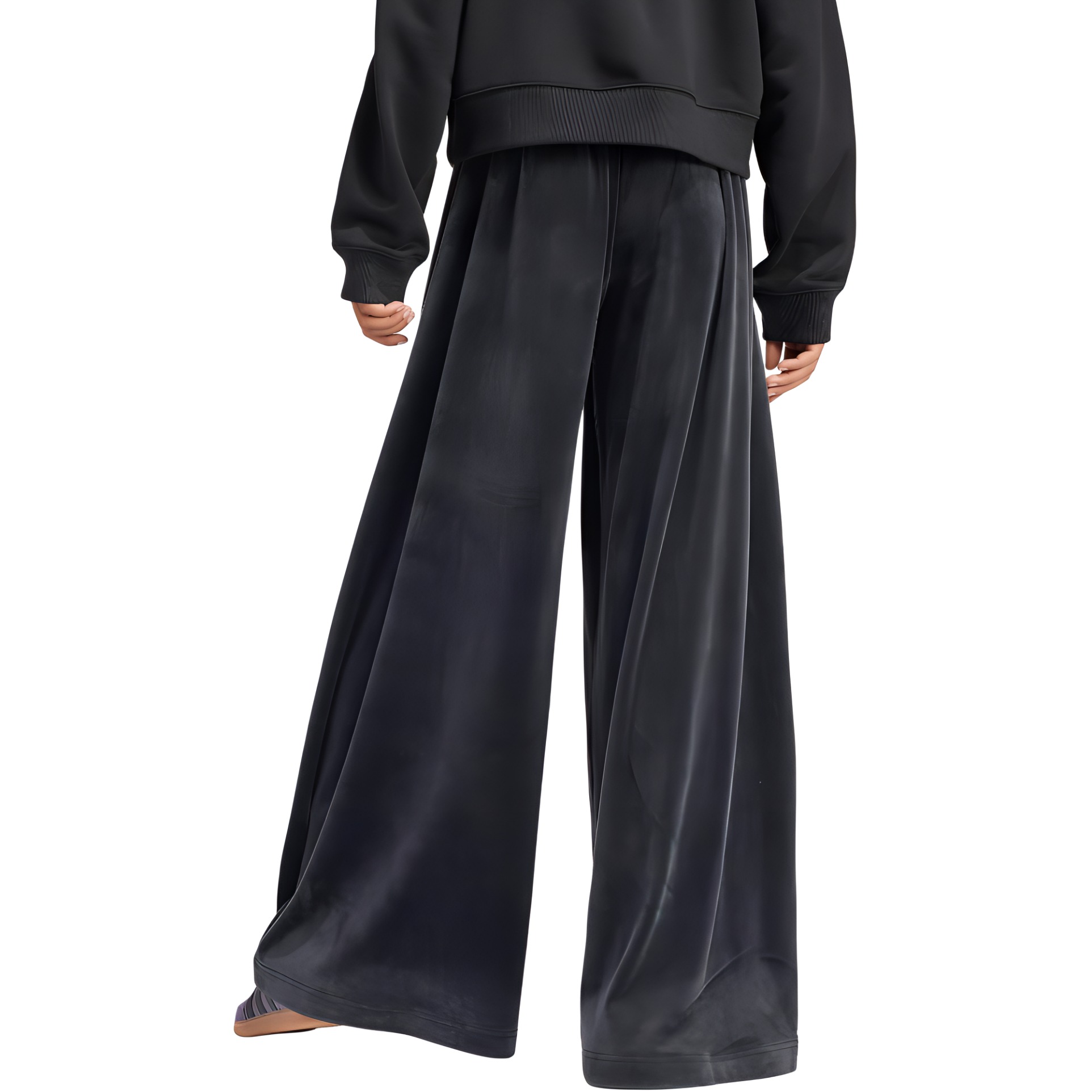 Lookbook (W) adidas Originals Velvet Loose Track Pants Hitam 3-Stripes Retro Design. IT9405