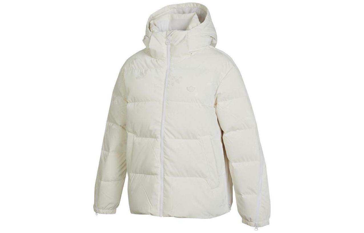 Order (Women) adidas Originals  White Allover Print Down Jacket with Logo Patch Hooded. HS9511