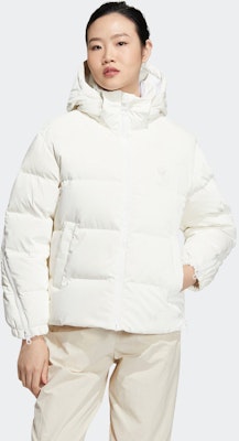 (Women) adidas Originals White Allover Print Down Jacket with Logo Patch Hooded. HS9511 Purchase (Women) adidas Originals White Allover Print Down Jacket with Logo Patch Hooded. HS9511