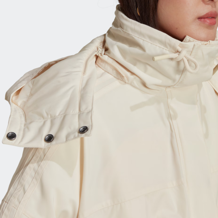 Details for (Women) adidas Originals  White Hooded Parka Jacket with Zip Front. HK5249