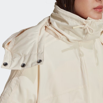 (Women) adidas Originals White Hooded Parka Jacket with Zip Front. HK5249 Details for (Women) adidas Originals White Hooded Parka Jacket with Zip Front. HK5249