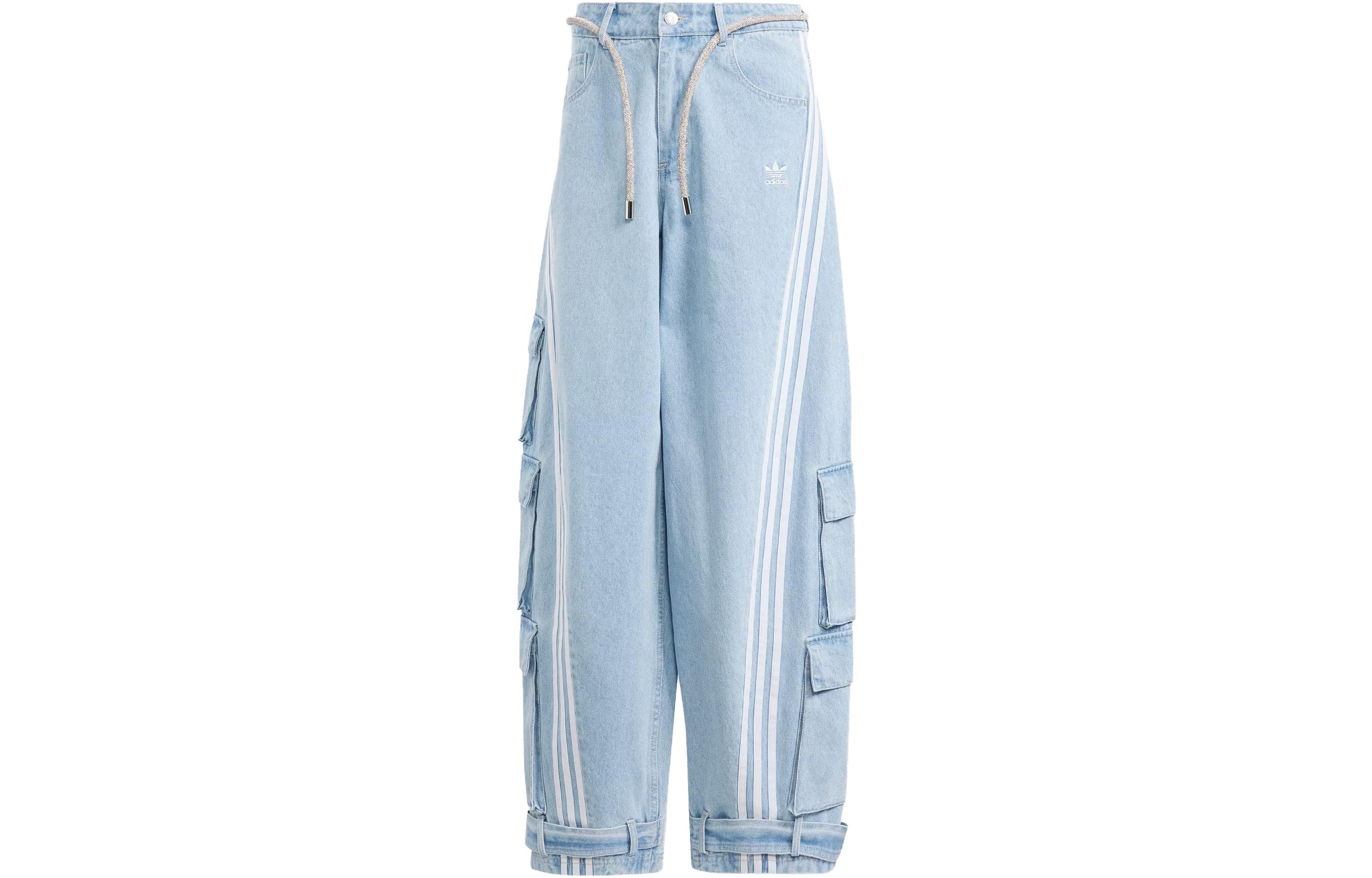 (Women) adidas Originals  Wide-Leg Cargo Denim Pants Blue IV9344