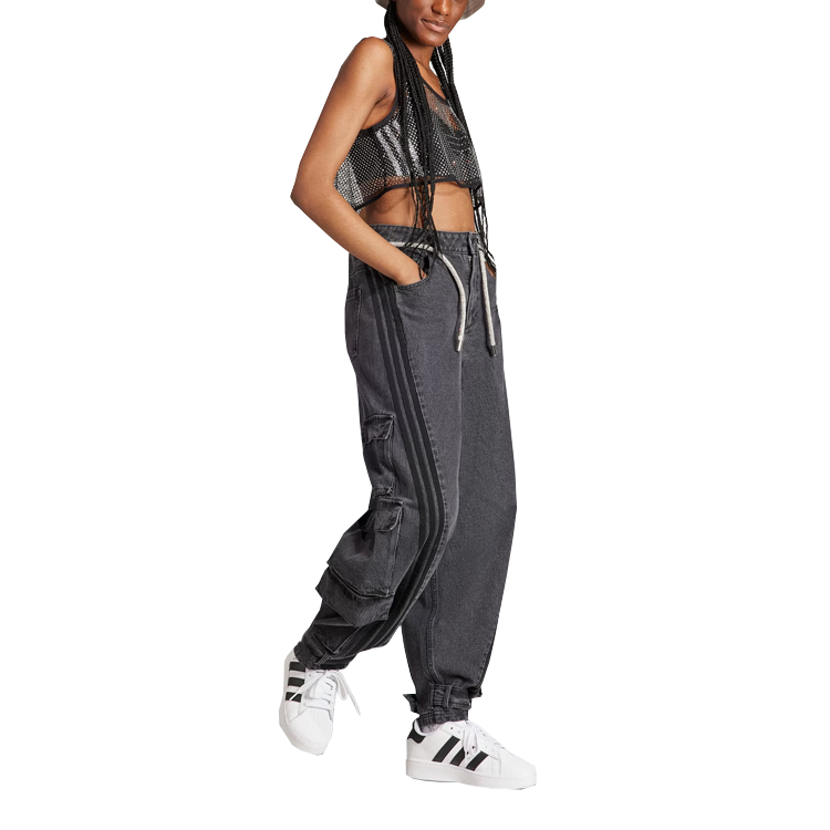 Lookbook (W) アディダスオリジナル ワイドレッグカーゴデニムパンツ ブラック IV9345