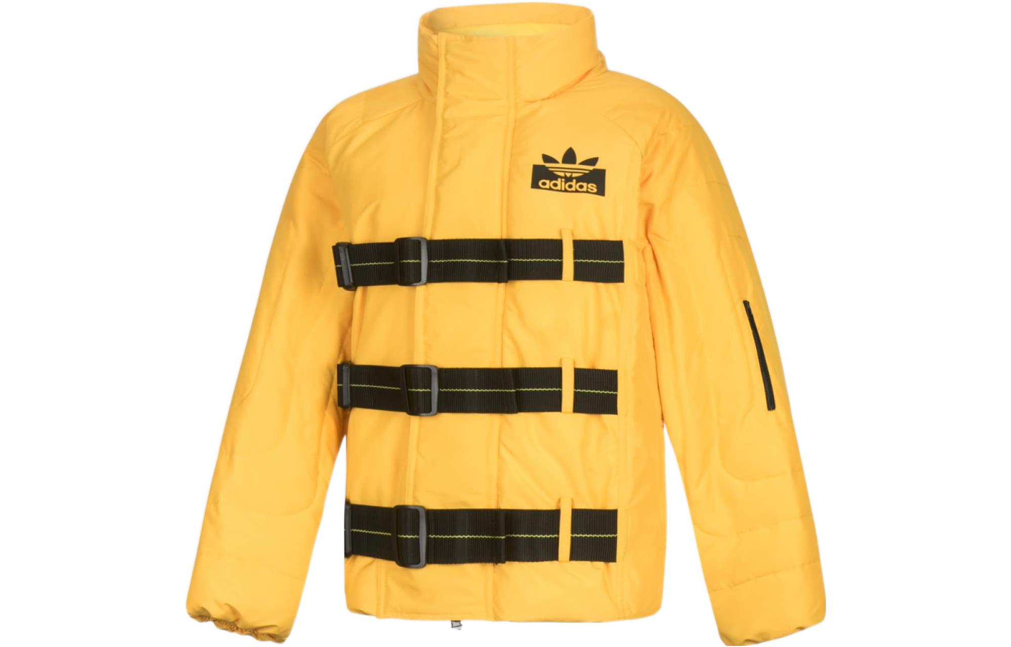 (Women) adidas Originals  Yellow Logo Print Zipper High Collar Puffer Jacket. DZ0025 圖 2