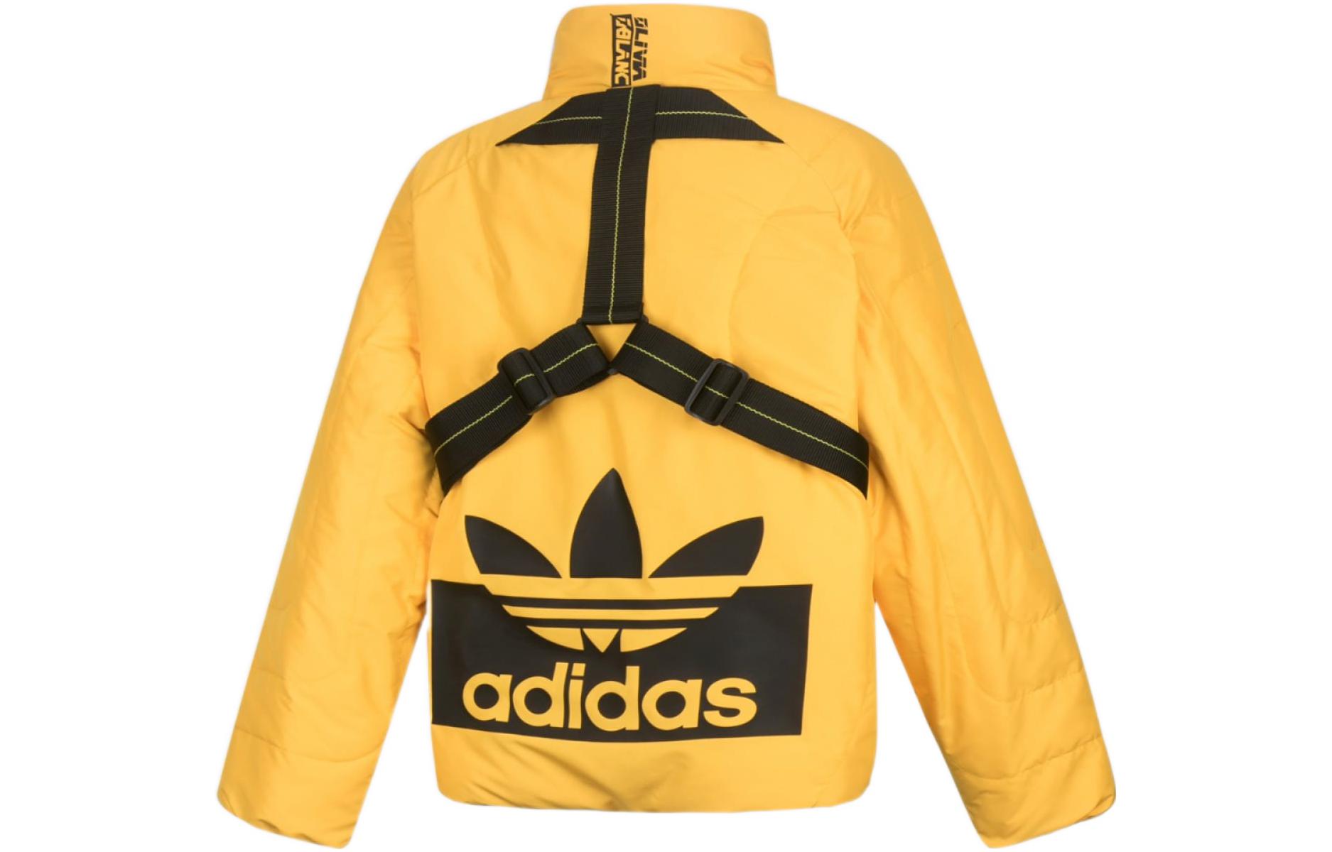 (Women) adidas Originals  Yellow Logo Print Zipper High Collar Puffer Jacket. DZ0025 圖 3