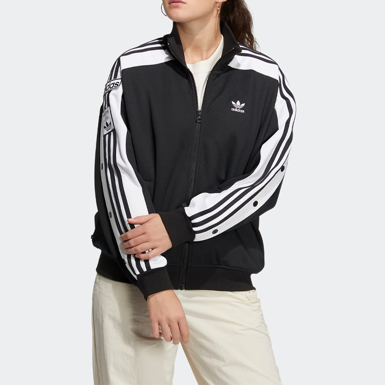 (Women) adidas Originals Adibreak Black Retro Track Jacket with Stripes Zip Collar HY4261 圖 4