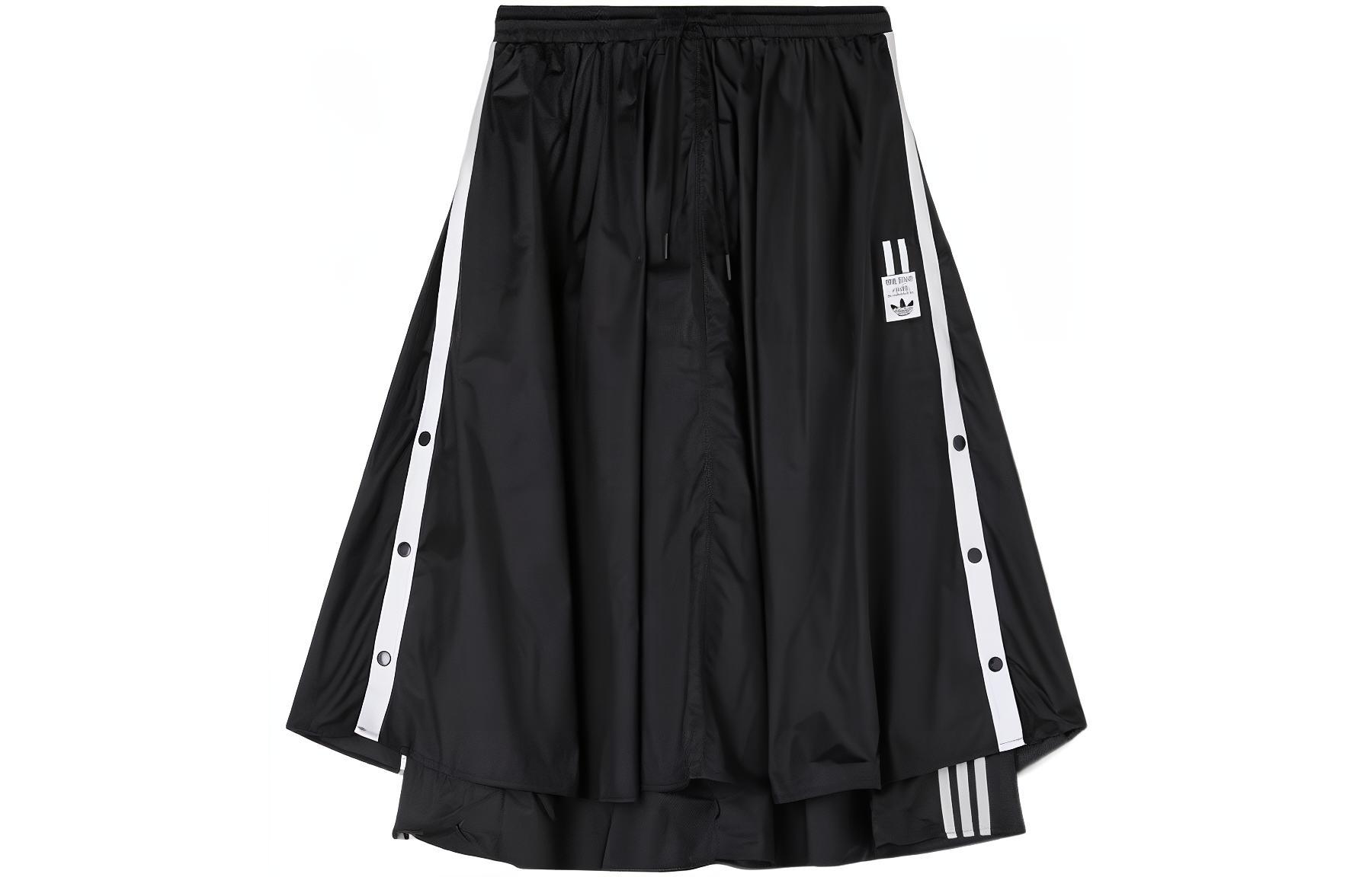 (Women) adidas Originals Adibreak Side Snap Taffeta Skirt Black Casual Long Skirt HC6566