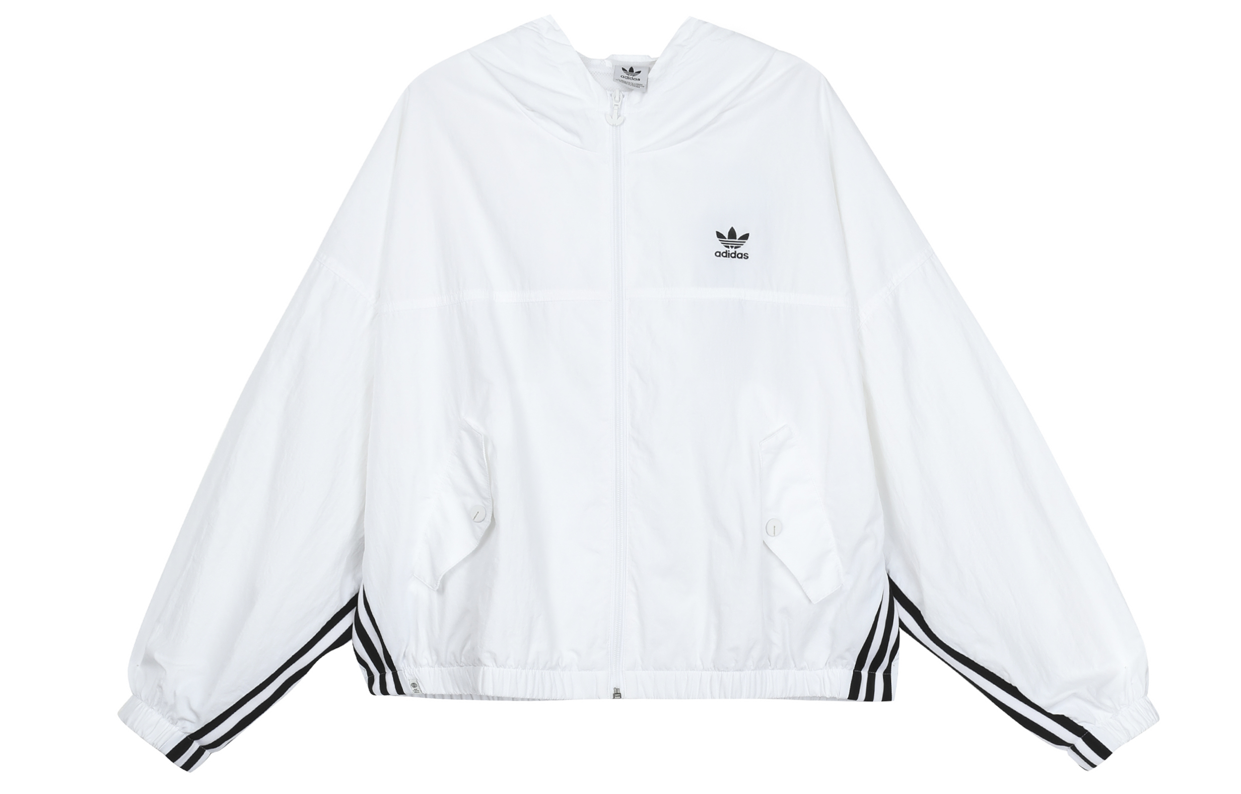 (Women) adidas Originals Adiclub White Logo Print Loose Fit Windbreaker Jacket Women IP1804